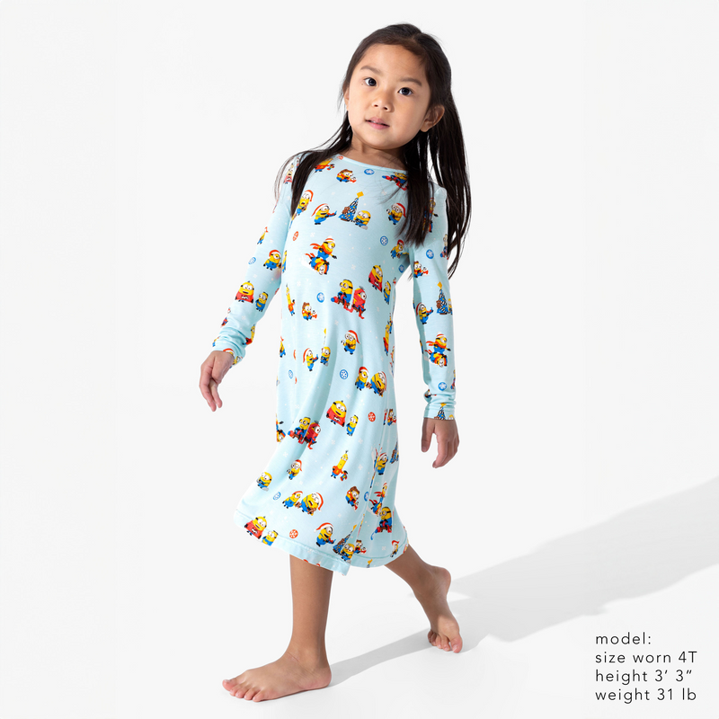 Merry Minions Holiday Bamboo Girls' Long Sleeve Dress