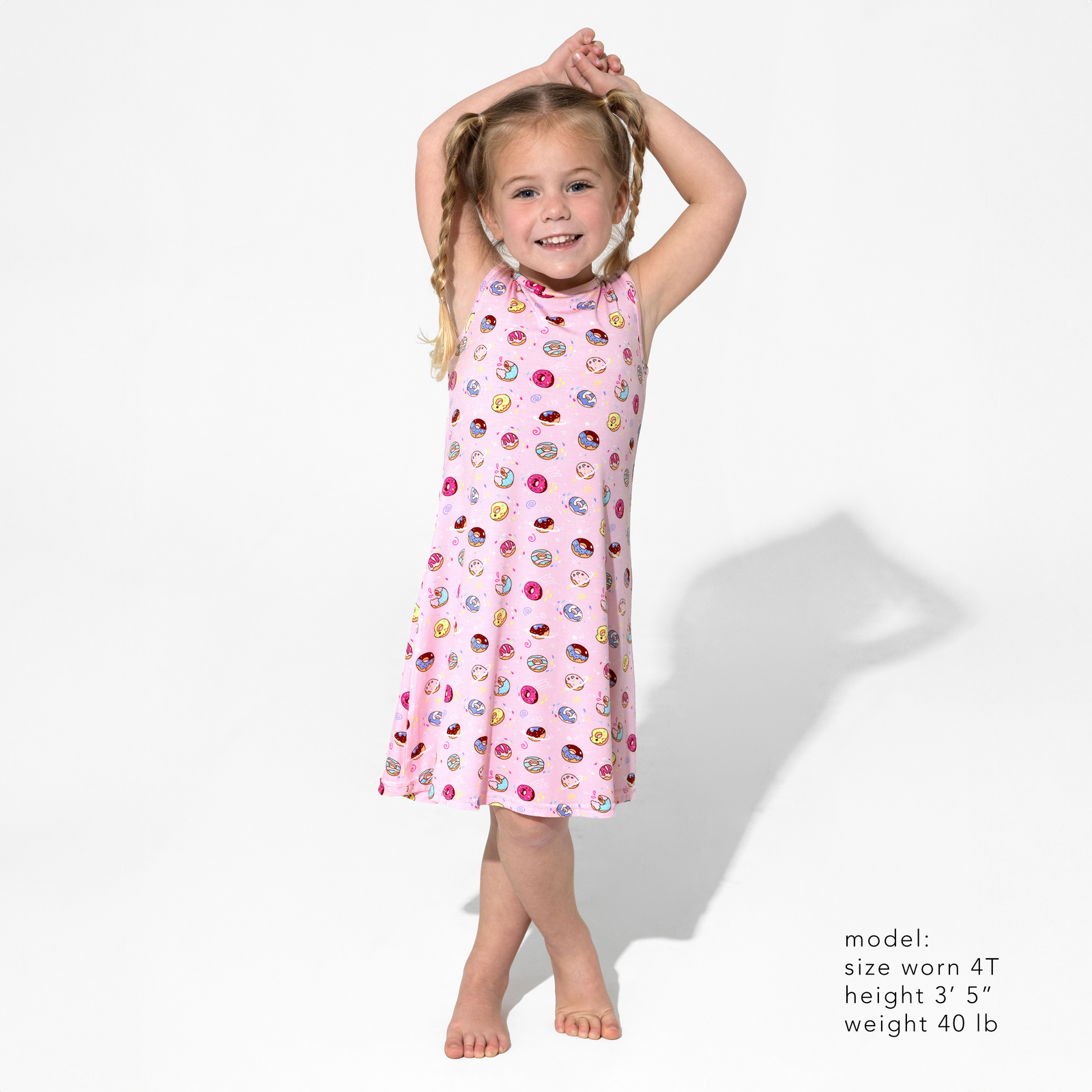 Pink Space Donut Bamboo Girls' Sleeveless Dress
