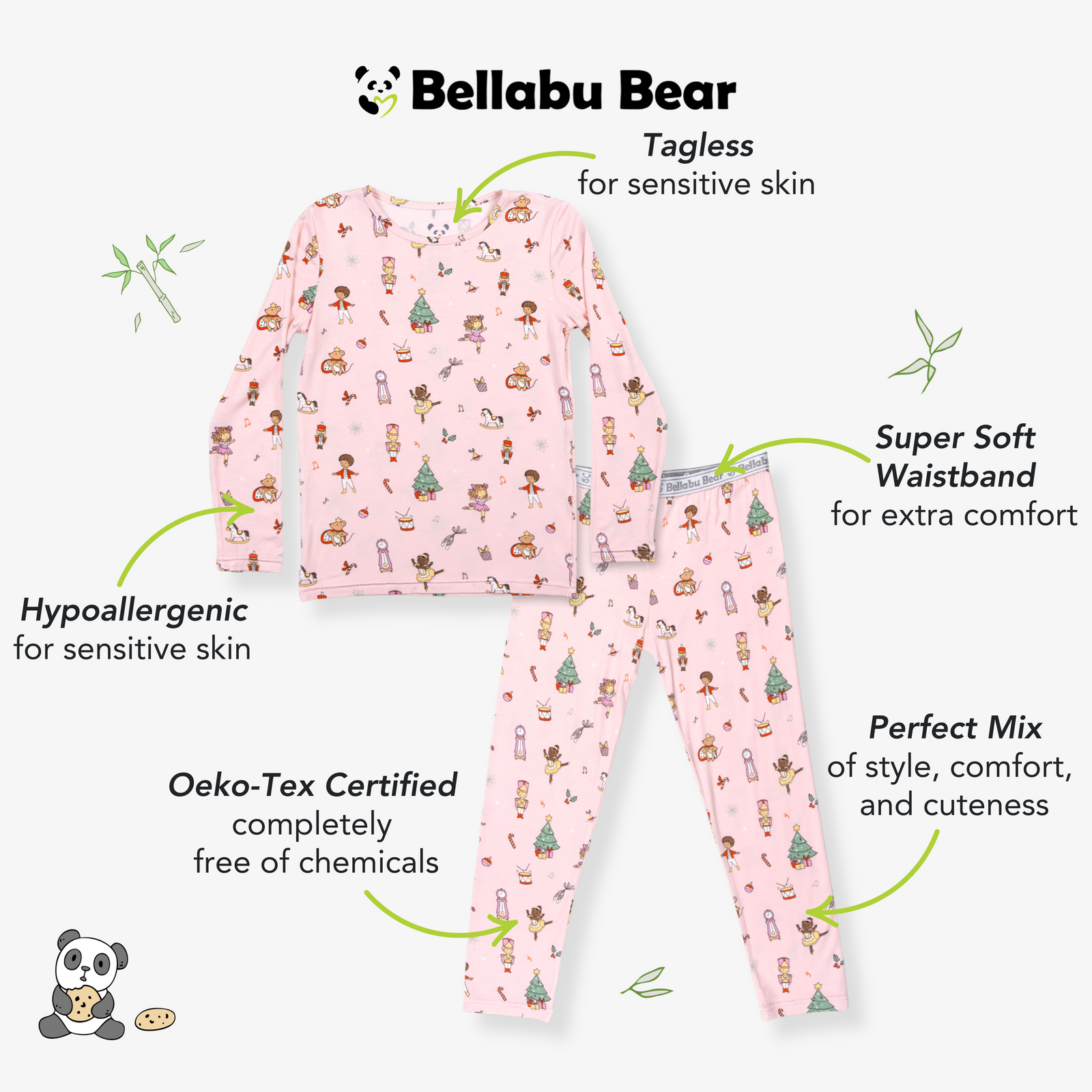 Nutcracker Pink Bamboo Kids Pajamas