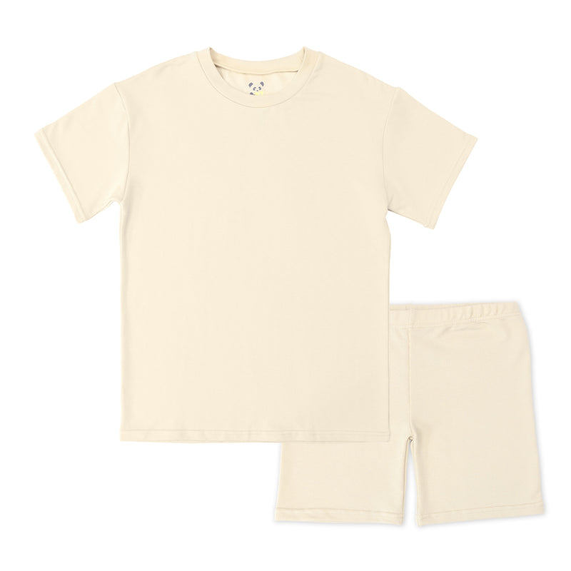 Oat Bamboo Blend Kid's Oversized Tee & Biker Short Set