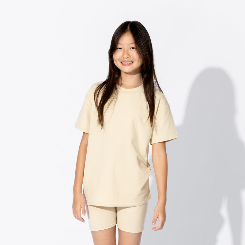 Oat Bamboo Blend Kid's Oversized Tee & Biker Short Set