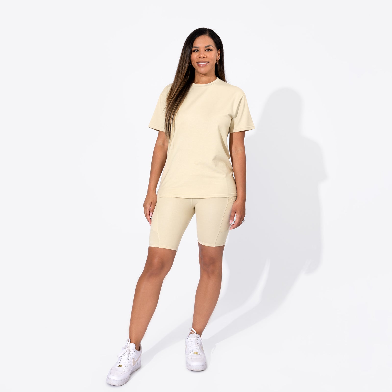 Oat Bamboo Blend Women's Oversized Tee & Biker Shorts Set