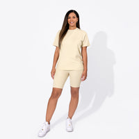 Oat Bamboo Blend Women's Oversized Tee & Biker Shorts Set