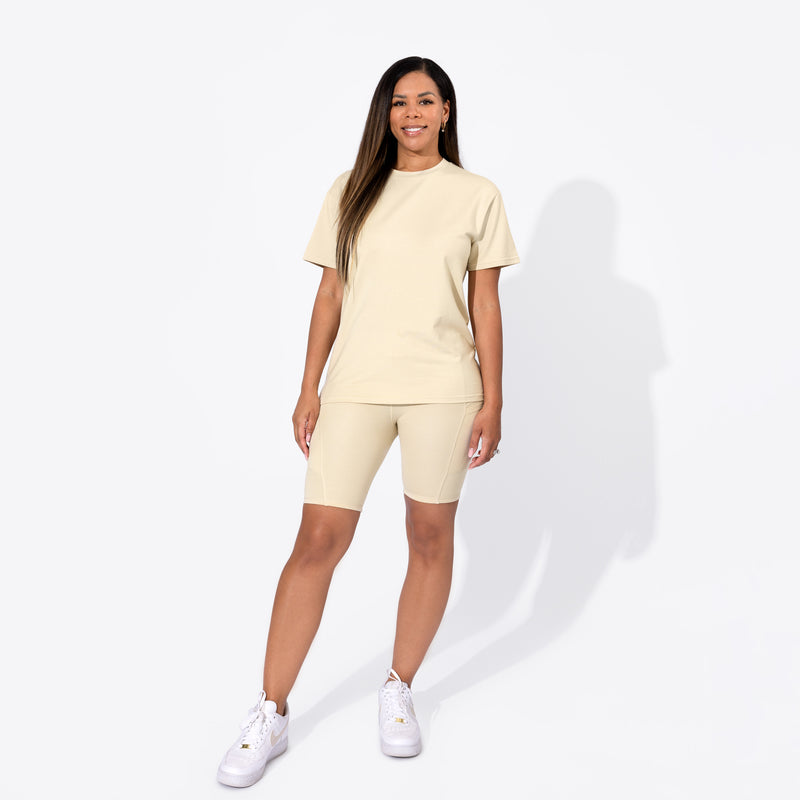 Oat Bamboo Blend Women's Oversized Tee & Biker Shorts Set