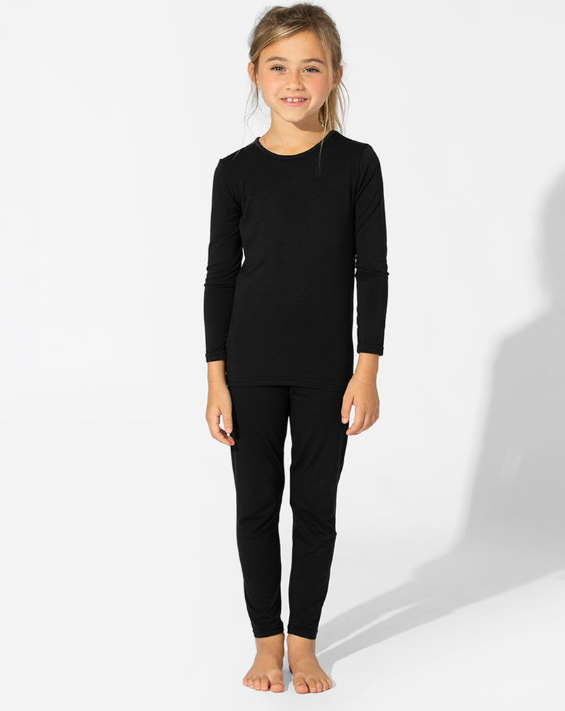 Obsidian Black Bamboo Kids Pajamas
