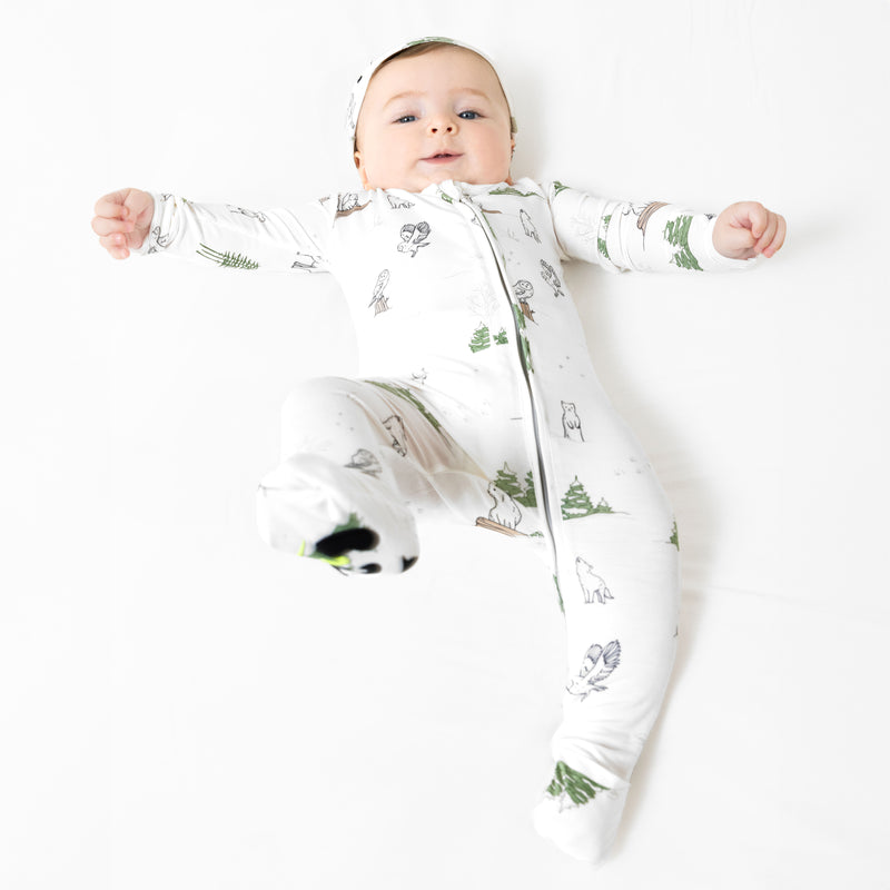 Winter Forest Animals Bamboo Convertible Footie