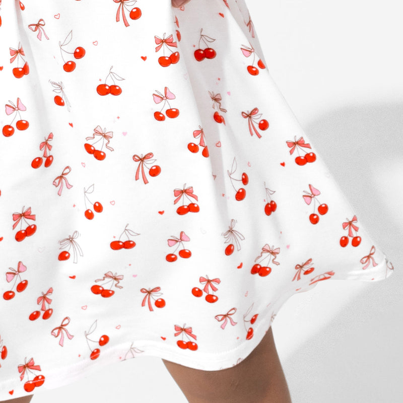 Cherry On Top Bamboo Girls' Long Sleeve Dress