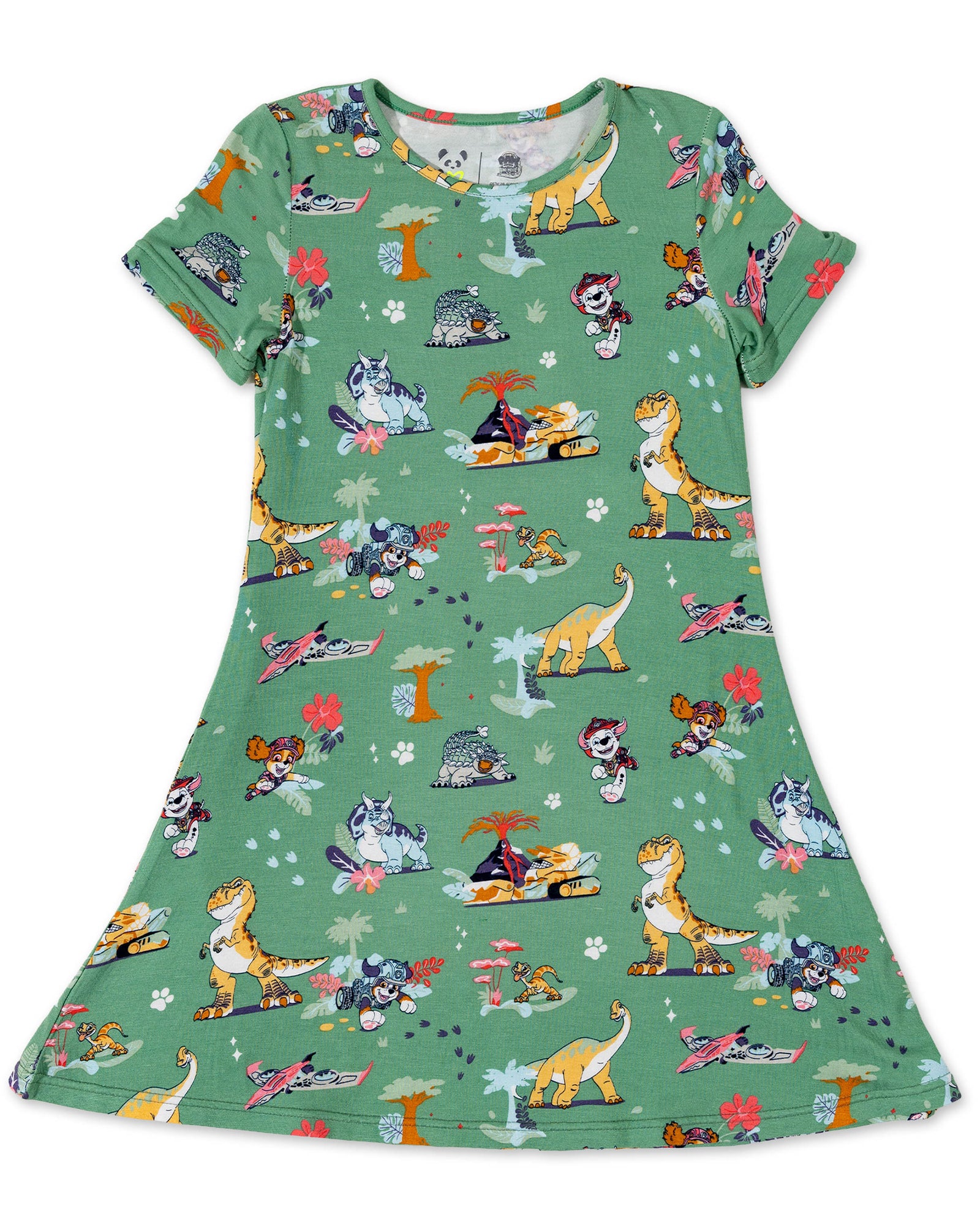 PAW Patrol: Dino Island Bamboo Girls' Short Sleeve Dress