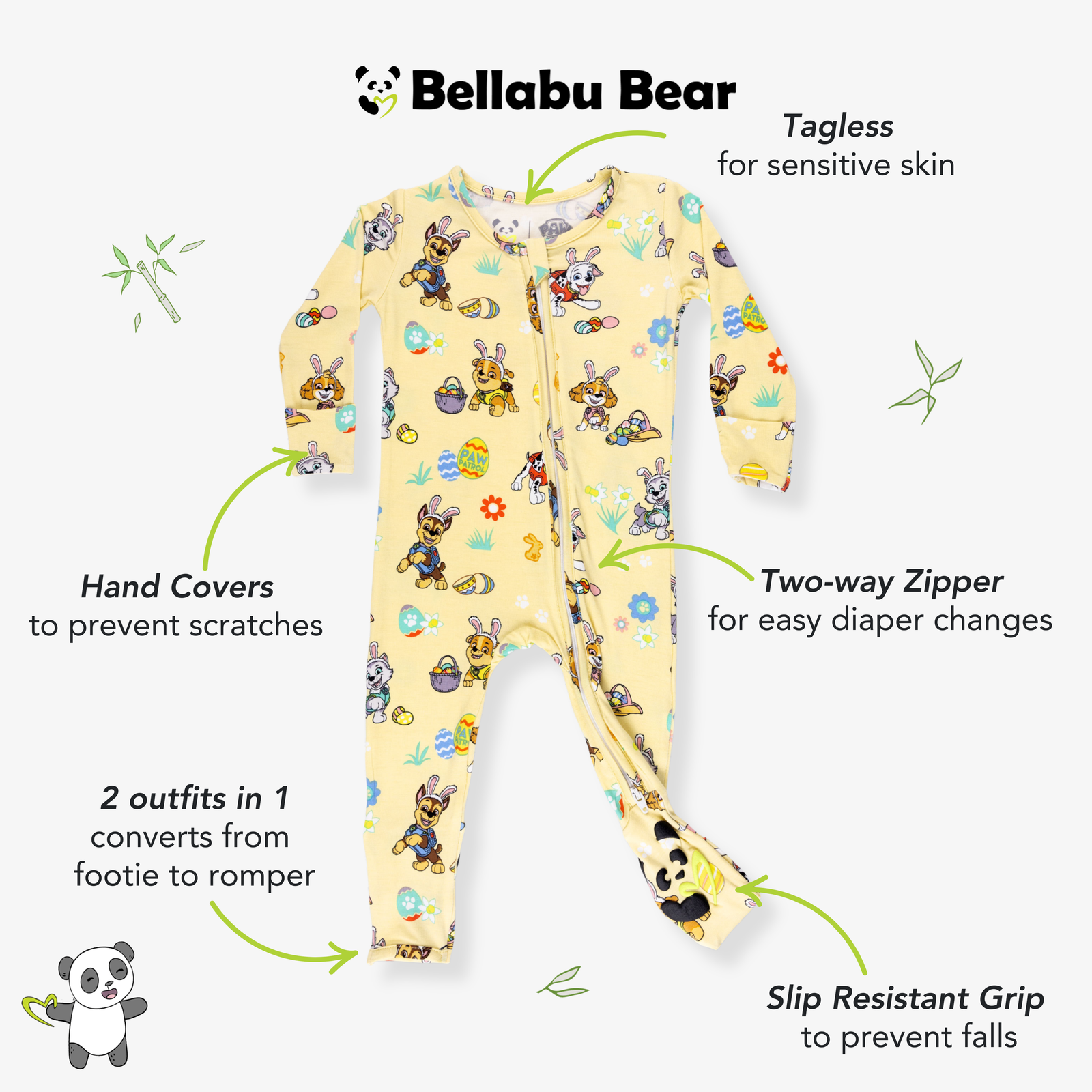 PAW Patrol: Bunny Fun Bamboo Convertible Footie