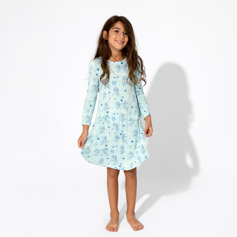 PAW Patrol: Love Paws Blue Bamboo Girls' Long Sleeve Dress