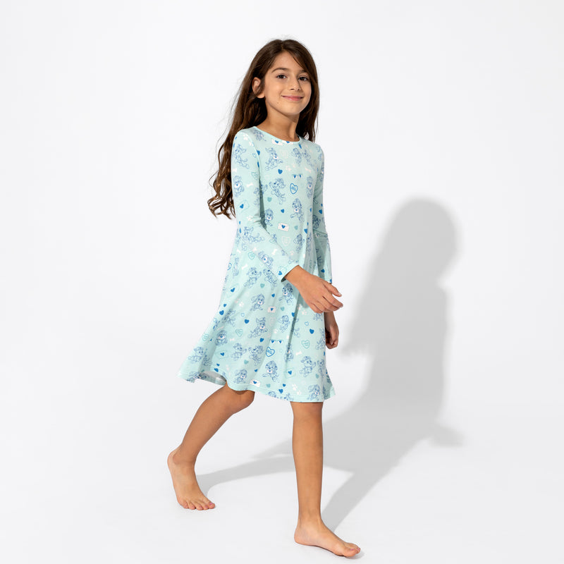 PAW Patrol: Love Paws Blue Bamboo Girls' Long Sleeve Dress