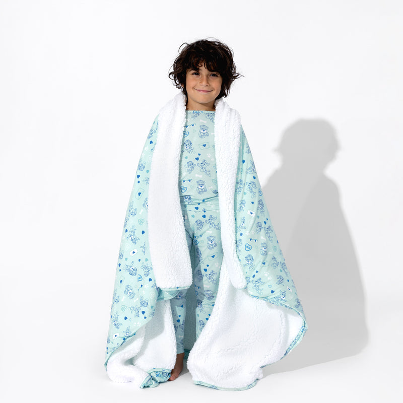 PAW Patrol: Love Paws Blue Bamboo Sherpa Blanket