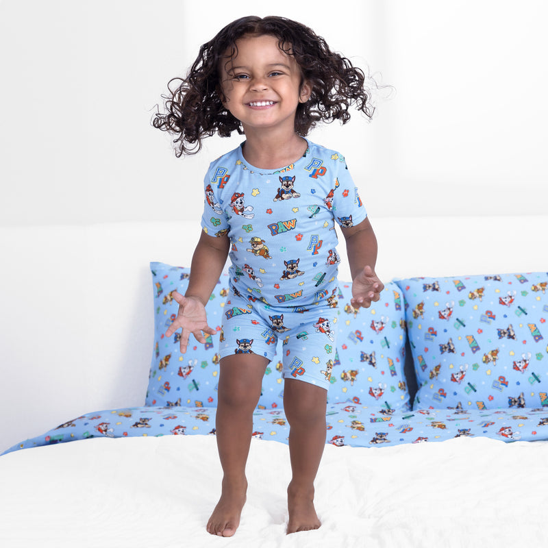PAW Patrol: Varsity Blue Bamboo Kids Pajama Short Set