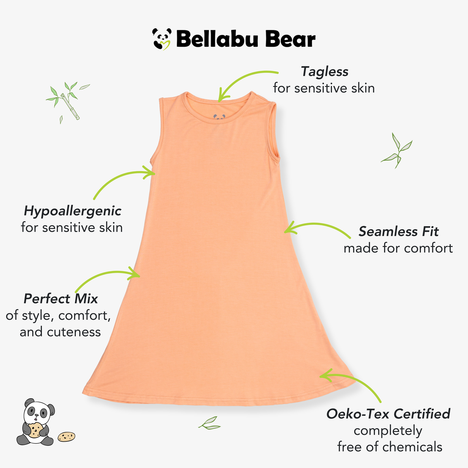 Peach Fuzz Bamboo Girls' Sleeveless Dress