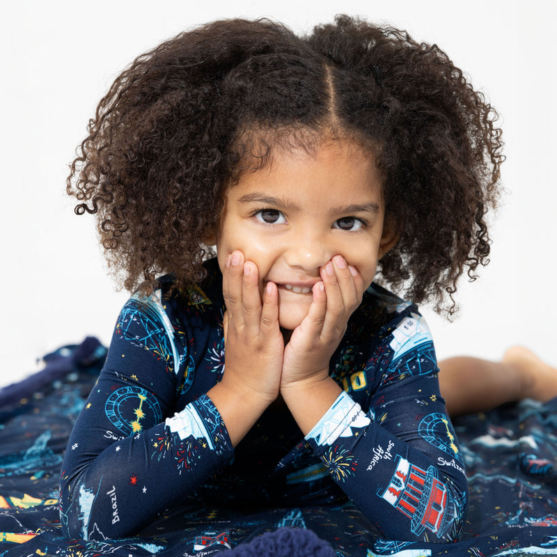 New Year's Worldwide Countdown Bamboo Girls' Long Sleeve Dress