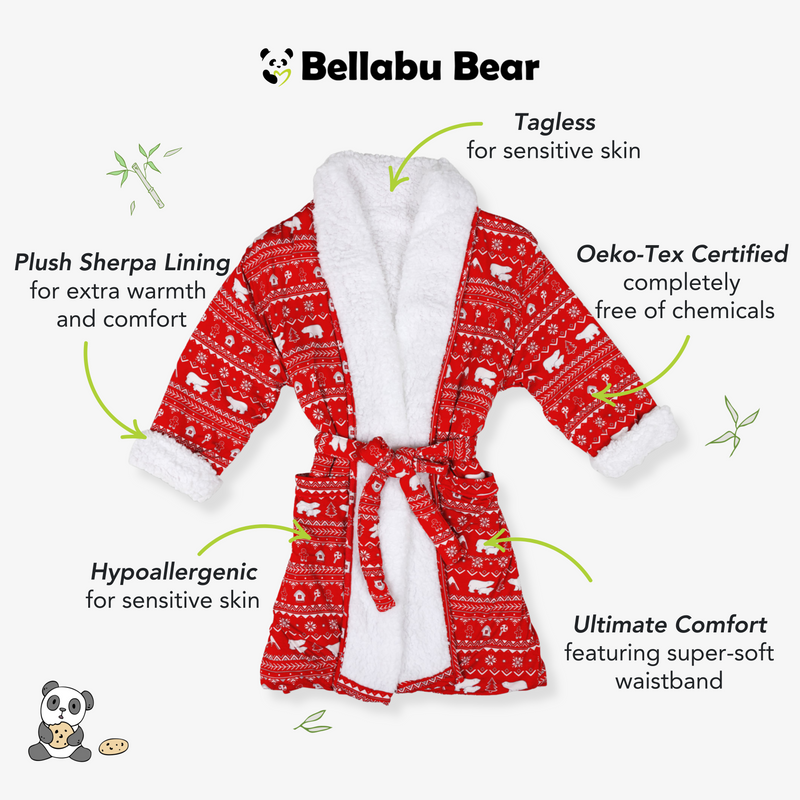 Polar Isle Red Bamboo Adult Sherpa Robe