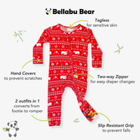 Polar Isle Red Bamboo Convertible Footie