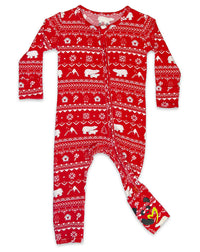 Polar Isle Red Bamboo Convertible Footie