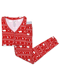 Polar Isle Red Bamboo Women's Pajama Set