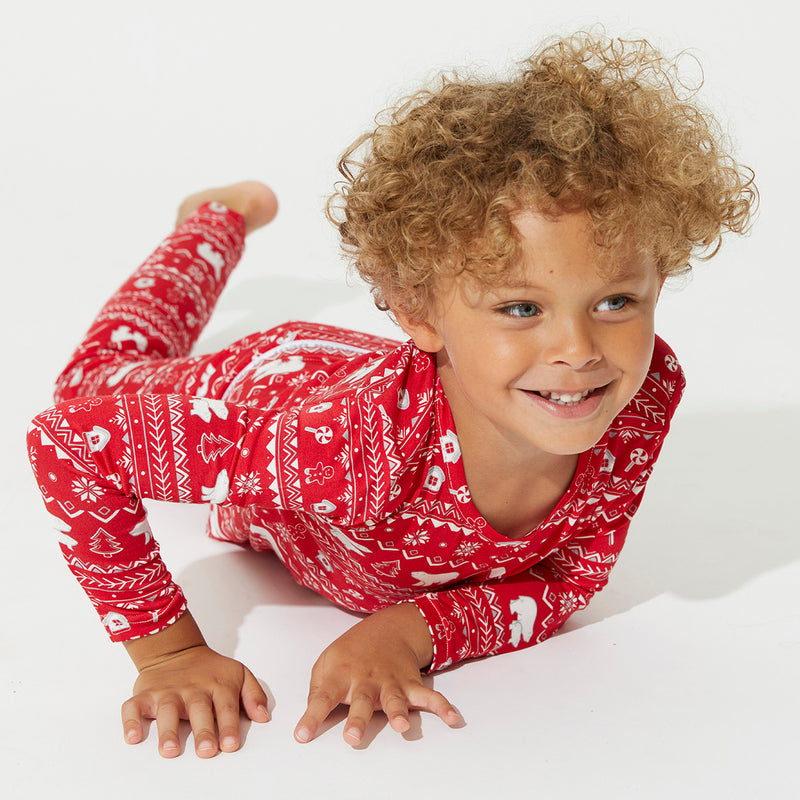 Polar Isle Red Bamboo Kids Pajamas