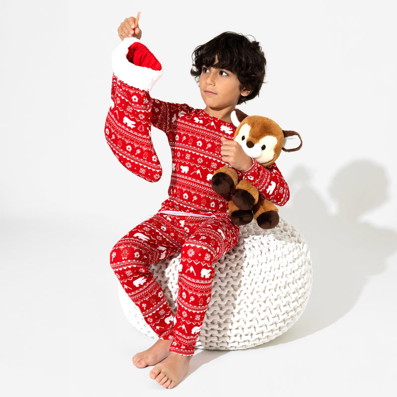 Polar Isle Red Bamboo Matching Teddy or Doll 18" Short Set