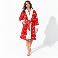 Polar Isle Red Bamboo Adult Sherpa Robe
