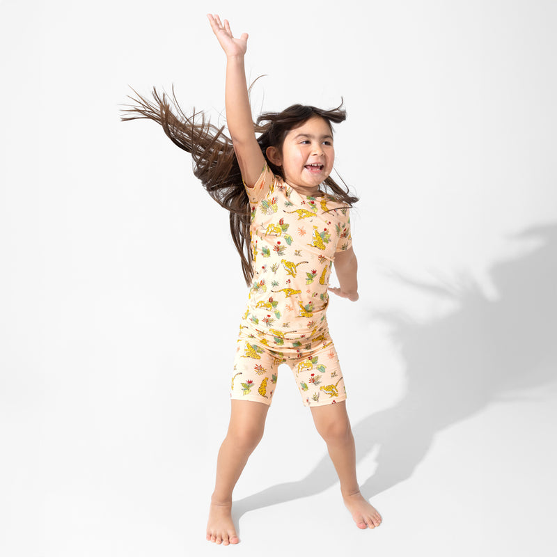Pounce In Paradise Cheetah Bamboo Kids Pajama Short Set