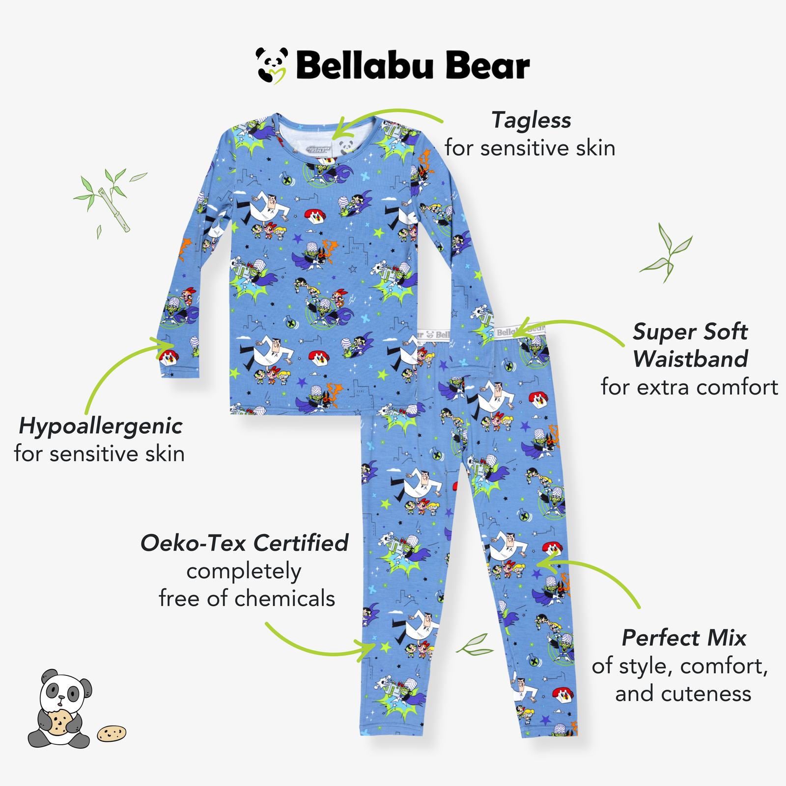 Powerpuff Girls Mojo Jojo Showdown Bamboo Kids Pajamas