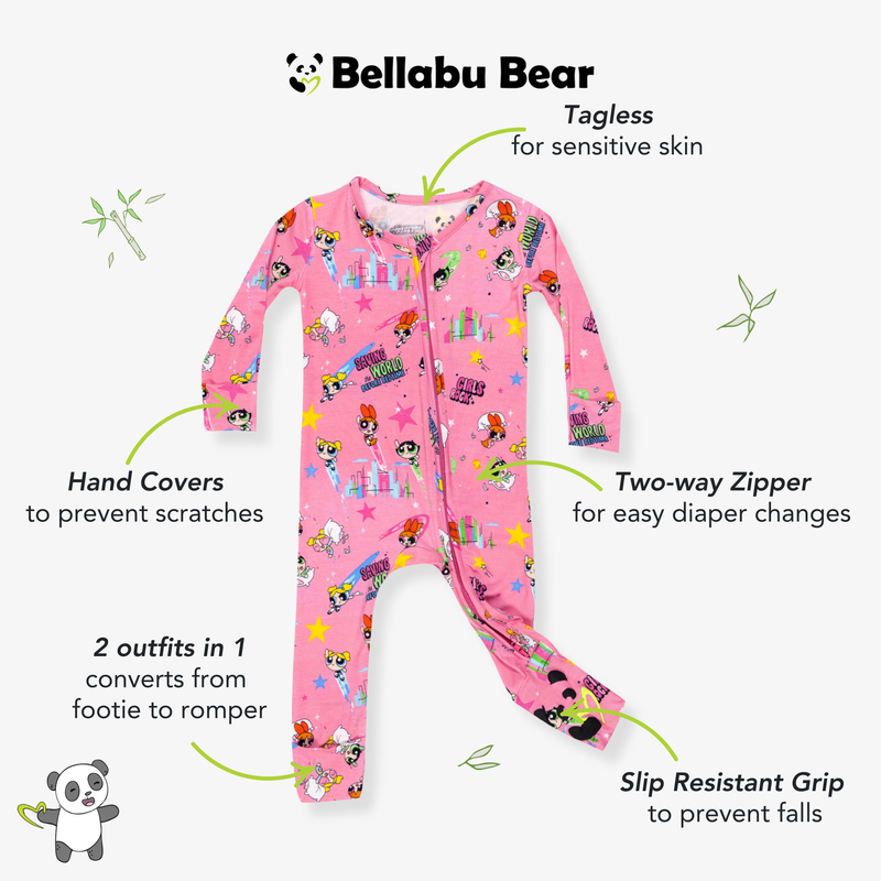 Powerpuff Girls Saving Bedtime Bamboo Convertible Footie