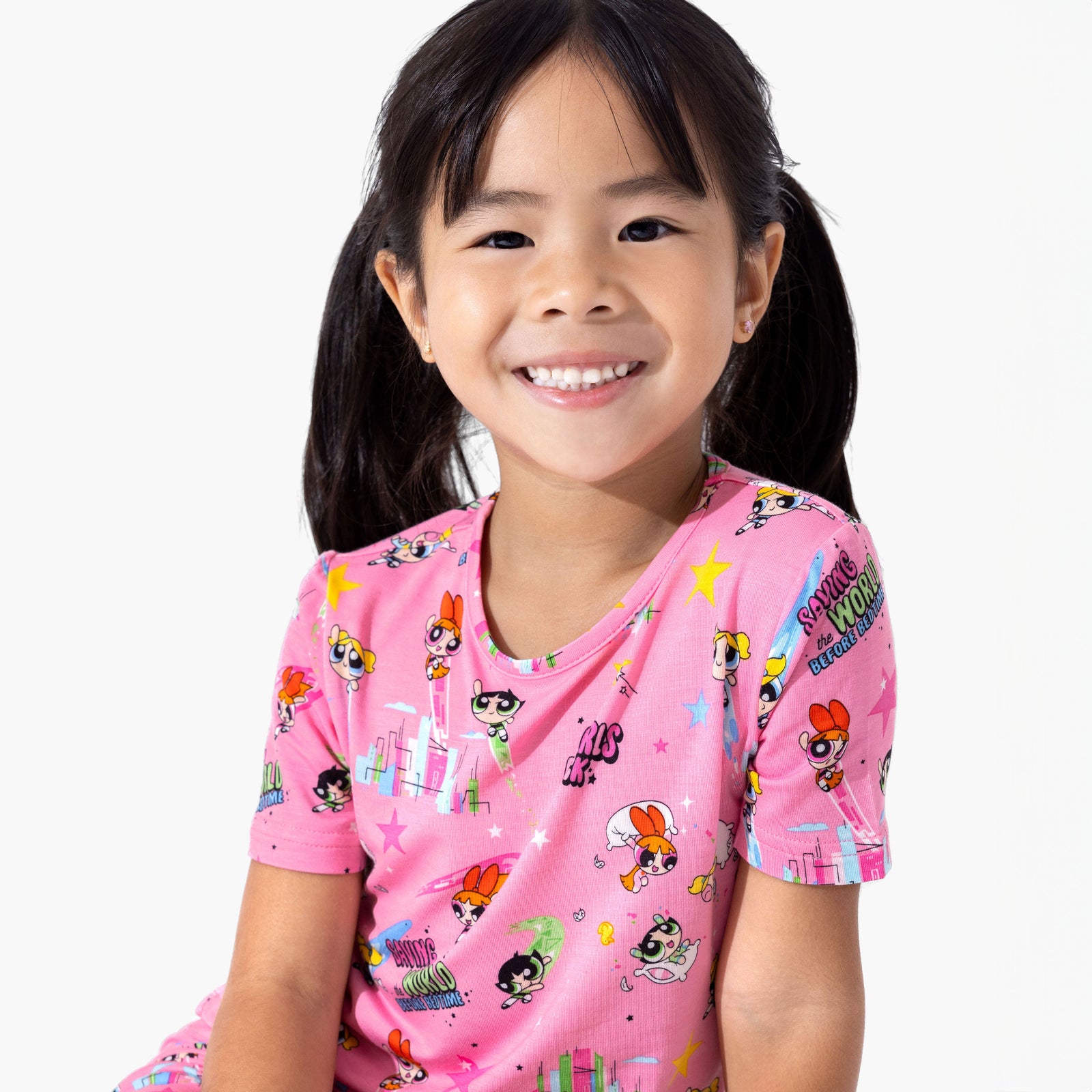 Powerpuff Girls Saving Bedtime Bamboo Kids Pajama Short Set