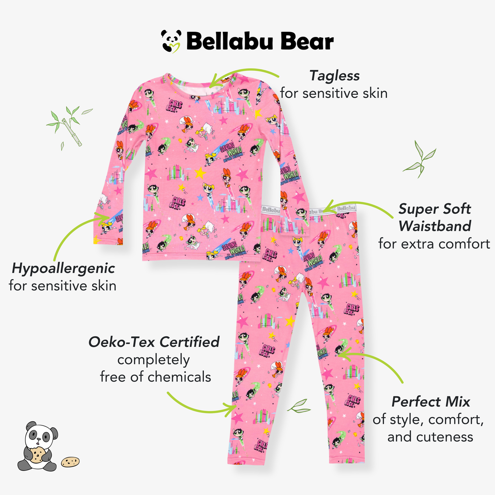 Powerpuff Girls Saving Bedtime Bamboo Kids Pajamas