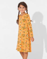 Pumpkin Bamboo Girls' Long Sleeve Dress