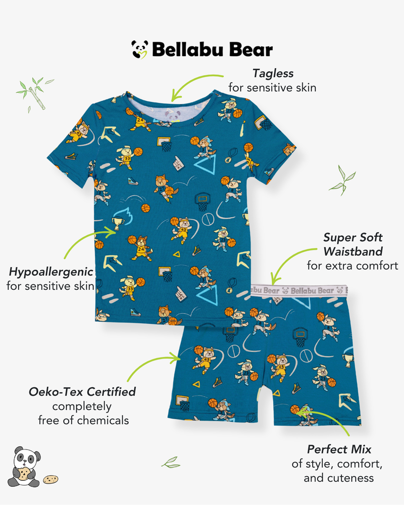 Basketball Pups Bamboo Kids Pajama Short Set