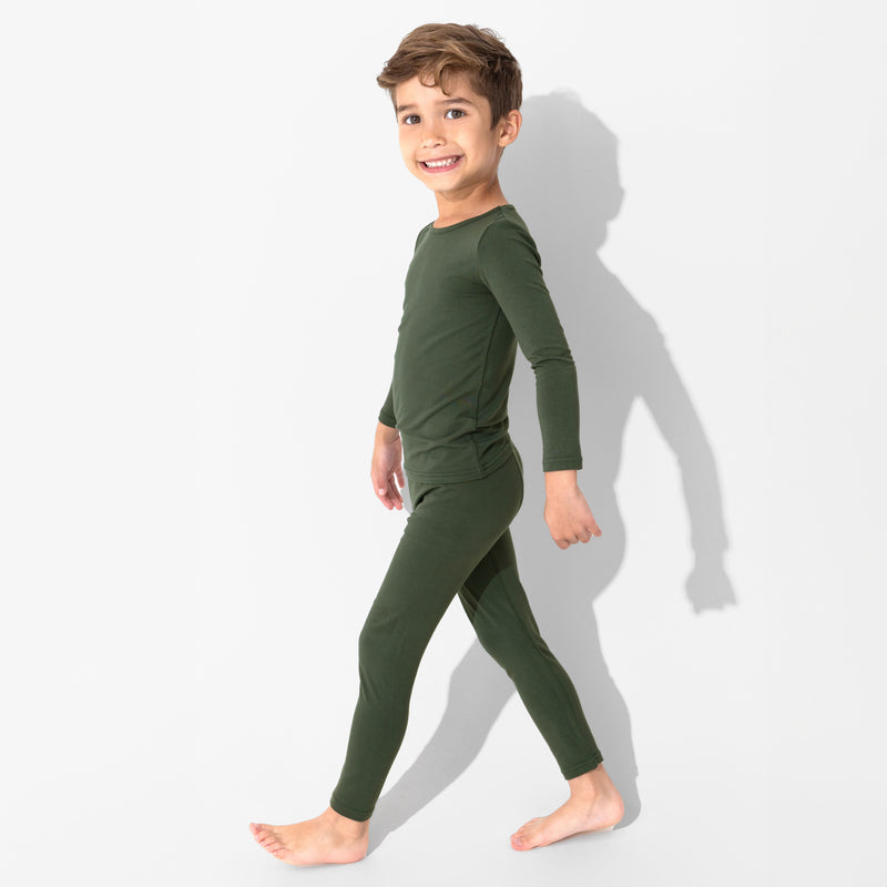 Pine Green Bamboo Kids Pajamas
