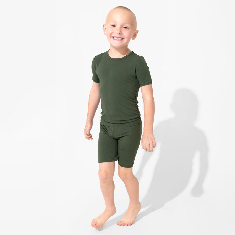 Pine Green Bamboo Kids Pajama Short Set