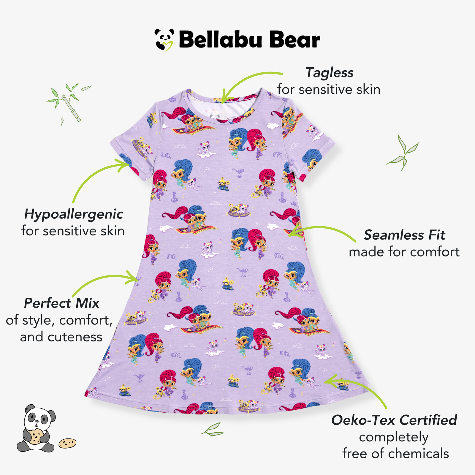 Shimmer and Shine Bamboo Girls' Short Sleeve Dress