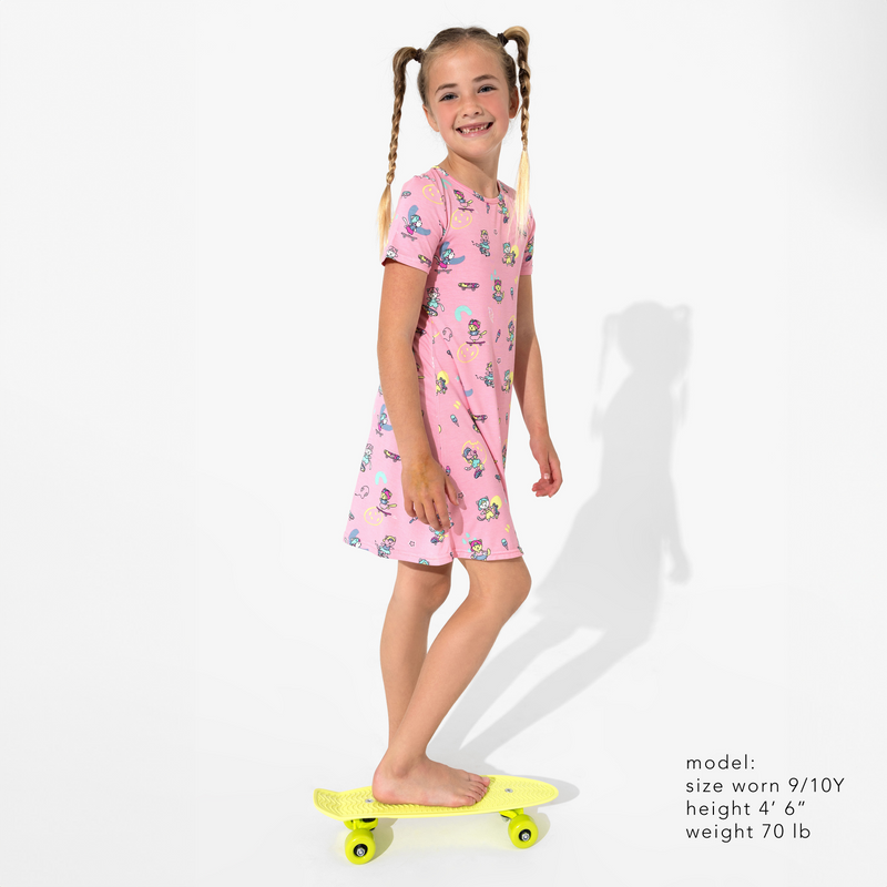 Skater Kitty Bamboo Girls' Short Sleeve Dress