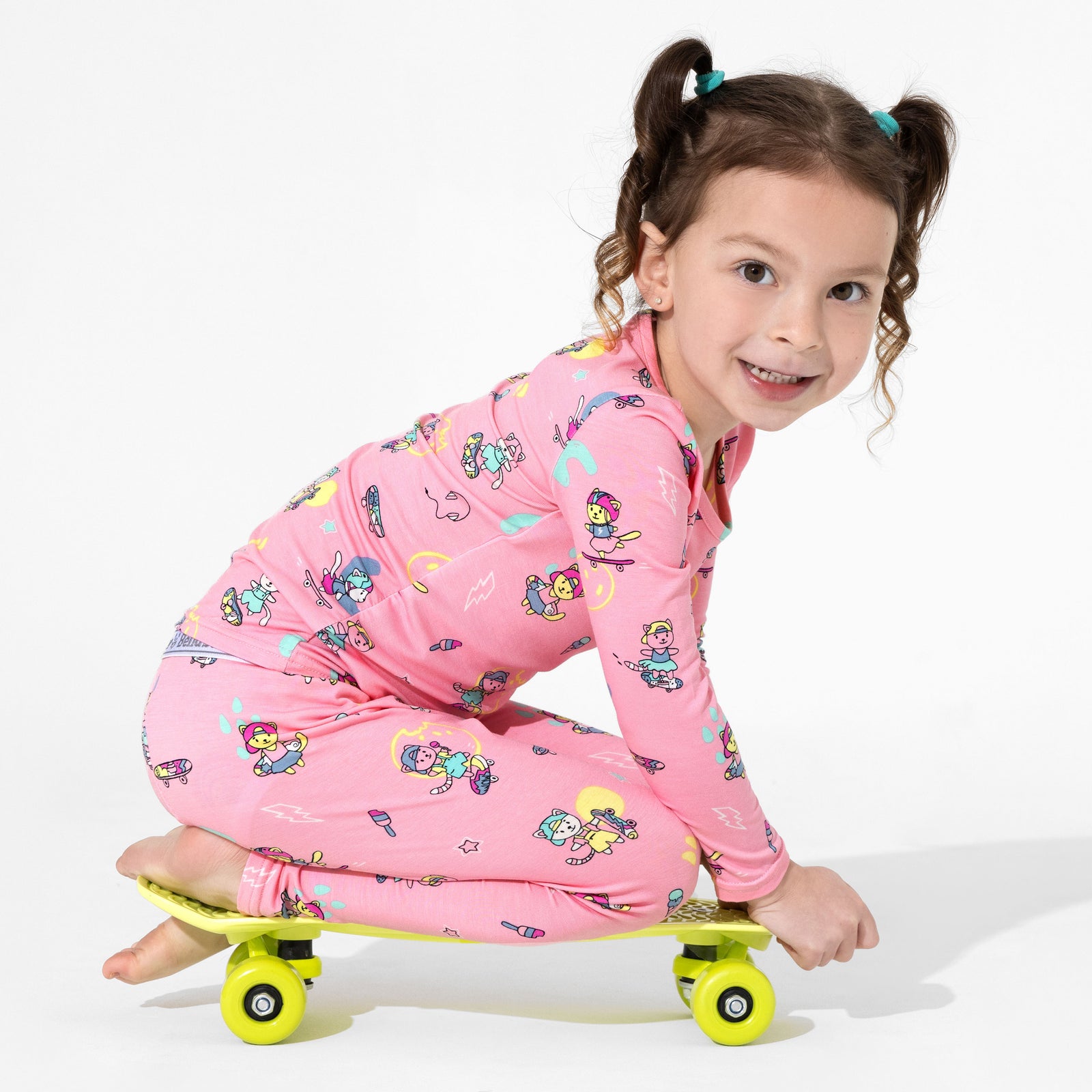 Skater Kitty Bamboo Kids Pajamas