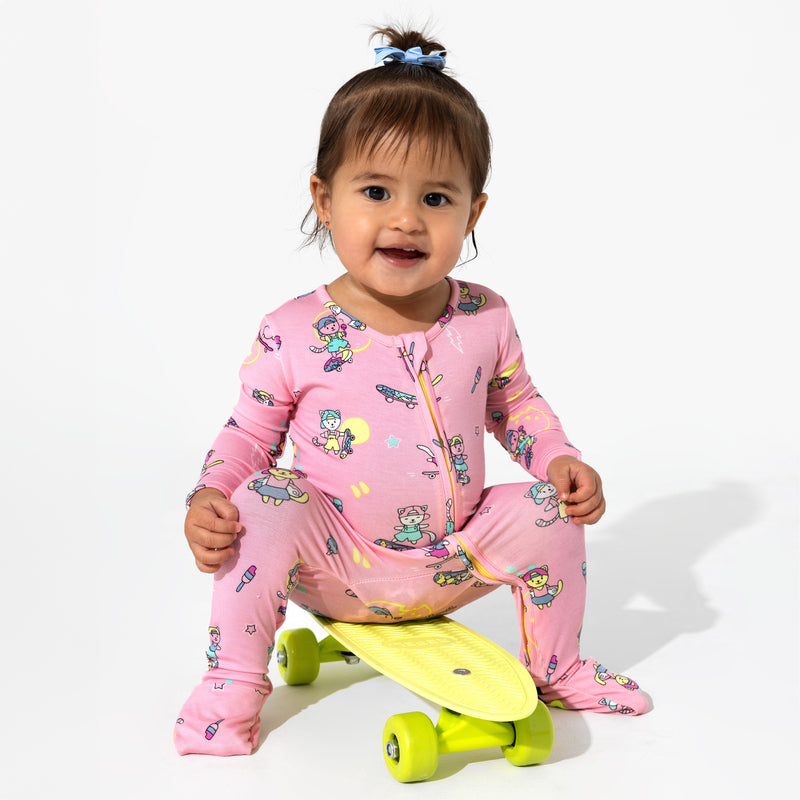 Skater Kitty Bamboo Convertible Footie