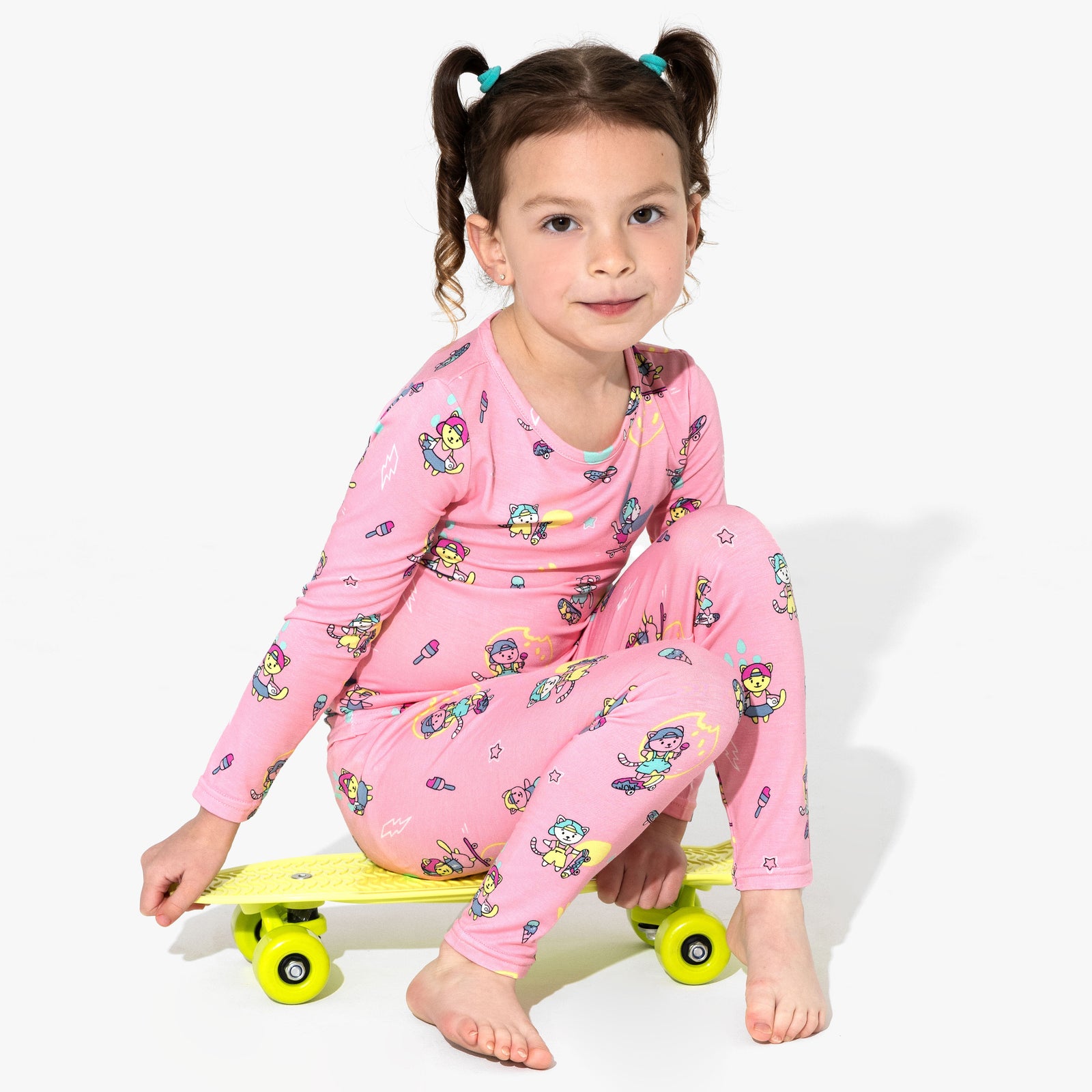 Skater Kitty Bamboo Kids Pajamas