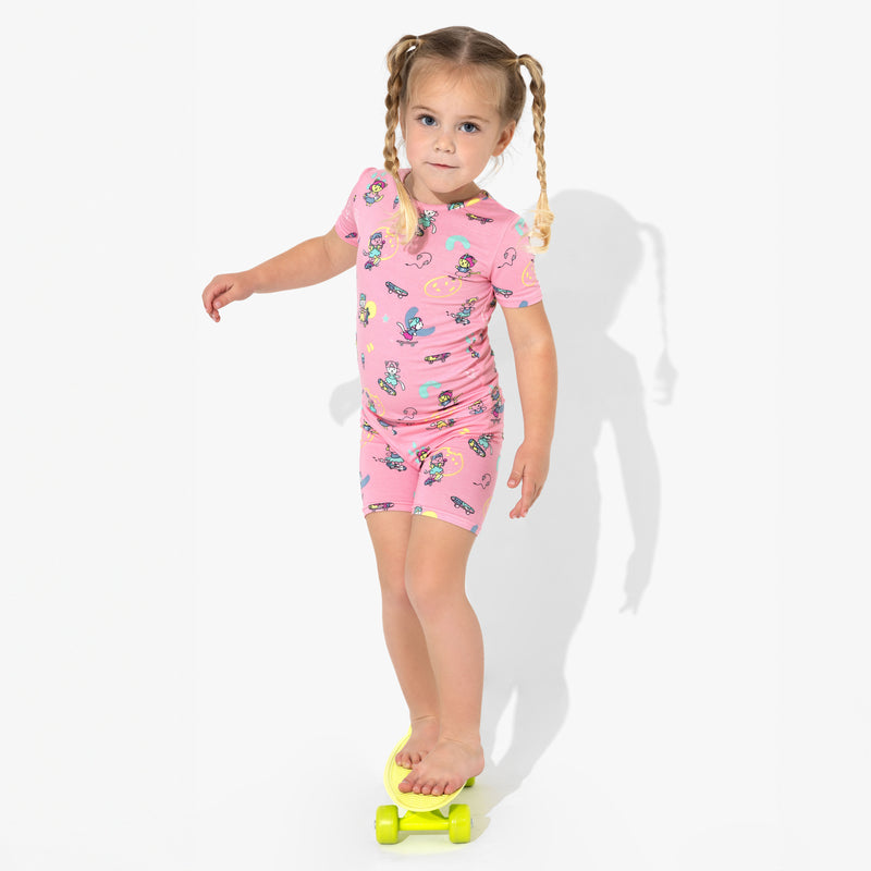 Skater Kitty Bamboo Kids Pajama Short Set