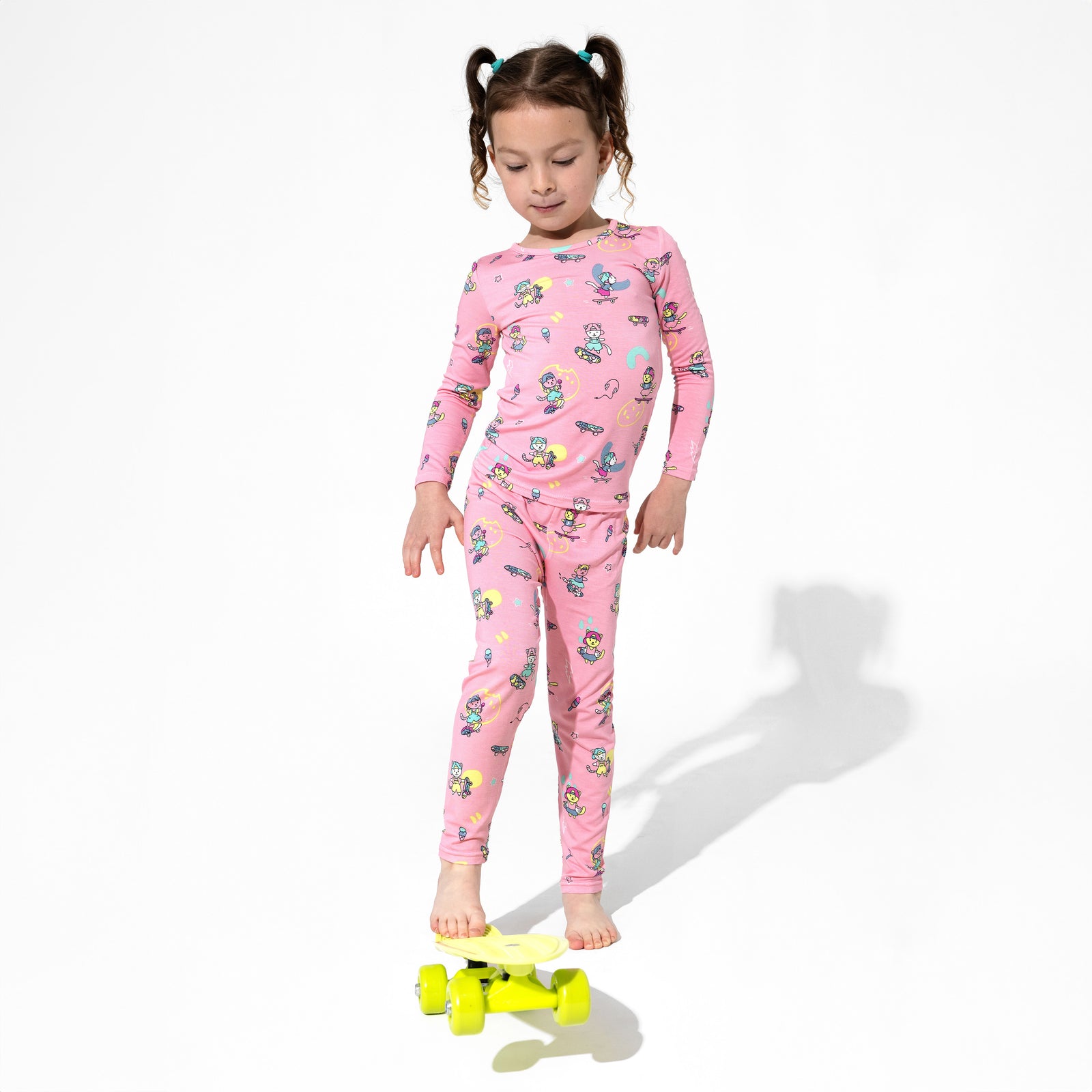 Skater Kitty Bamboo Kids Pajamas