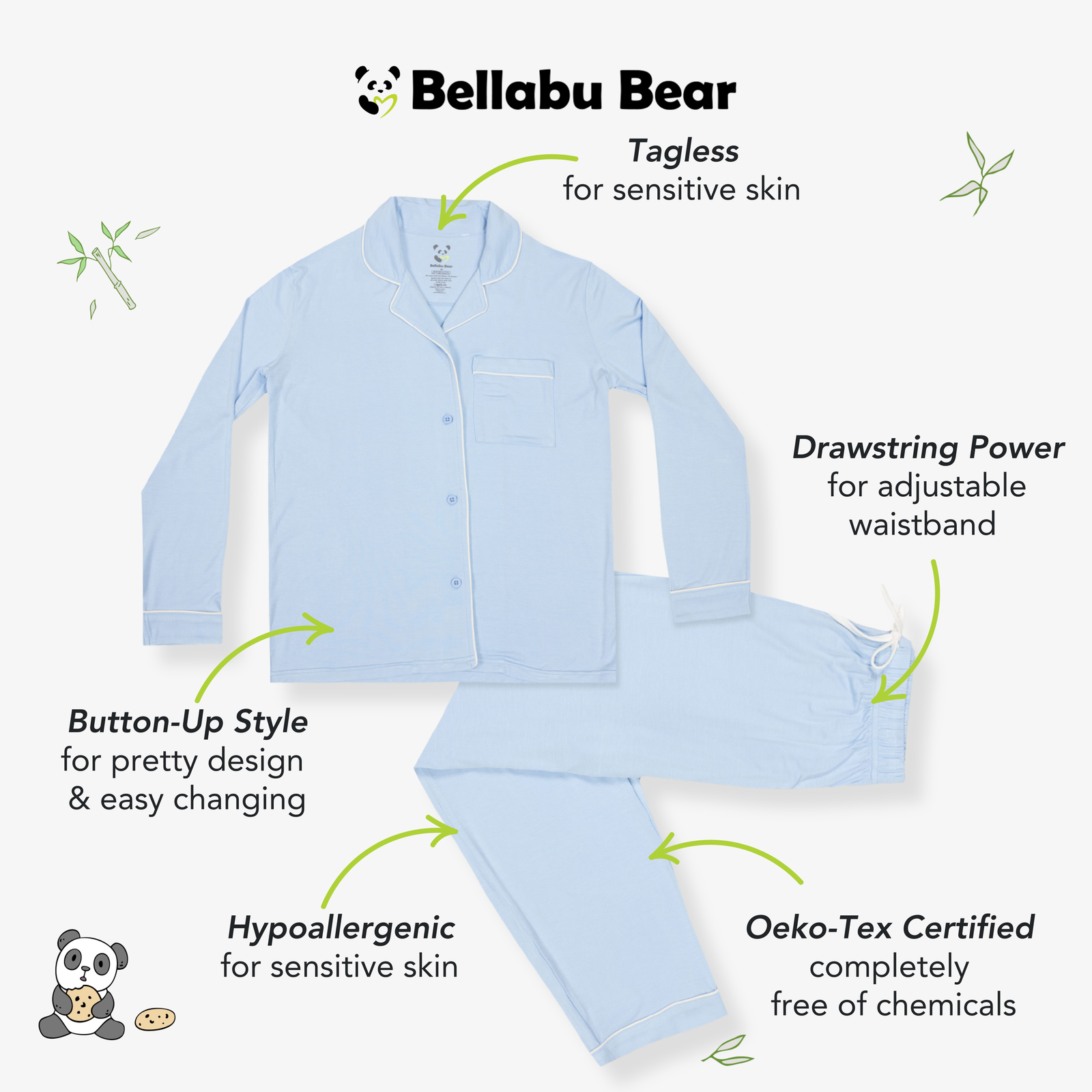 Sky Blue Bamboo Women's Pajama Set