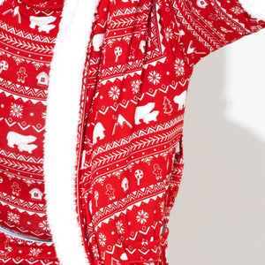 Polar Isle Red Bamboo Adult Sherpa Robe