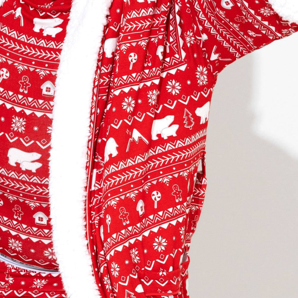 Polar Isle Red Bamboo Adult Sherpa Robe