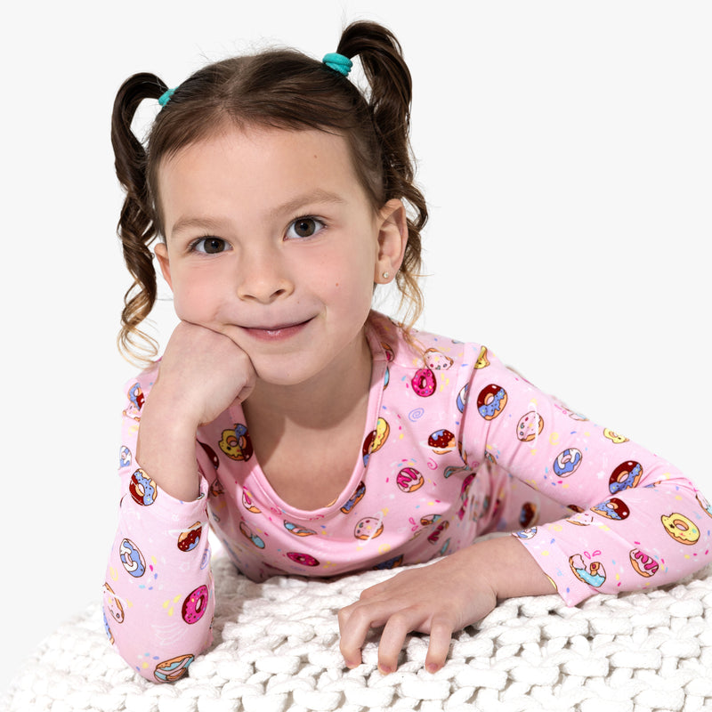 Pink Space Donut Bamboo Kids Pajamas
