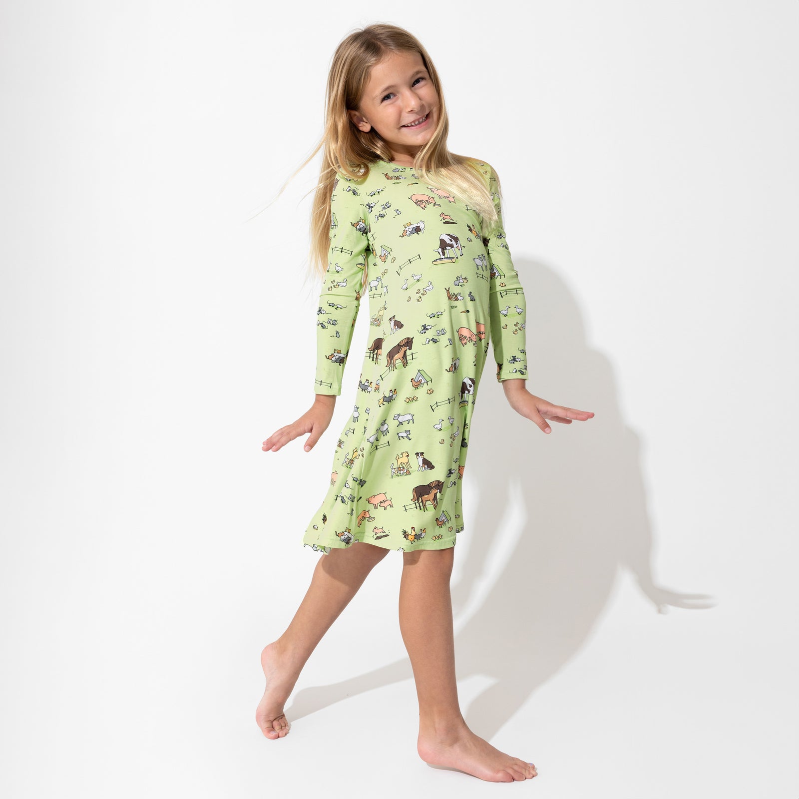 Farm Animals Bamboo Girls' Long Sleeve Dress, 18-24 Months | Bellabu Bear Farm Animals Bamboo Girls' Long Sleeve Dress, 18-24 Months | Bellabu Bear