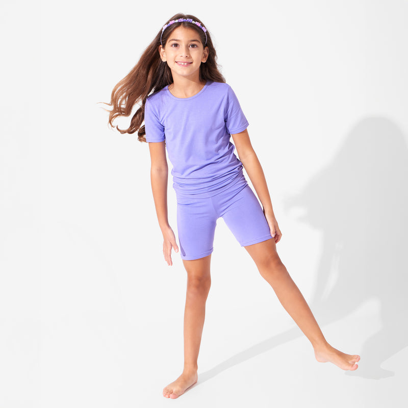 Poppin Purple Bamboo Kids Pajama Short Set