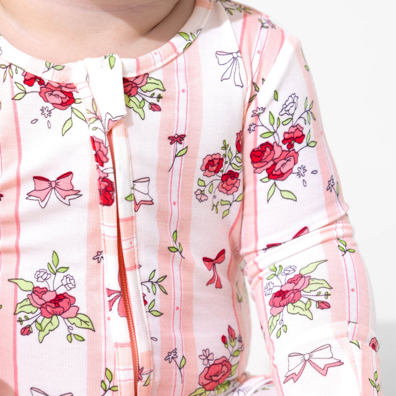 Floral Stripes Bamboo Convertible Footie