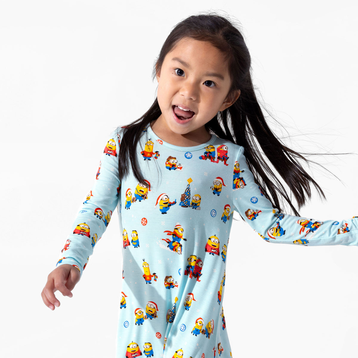 Merry Minions Holiday Bamboo Girls' Long Sleeve Dress